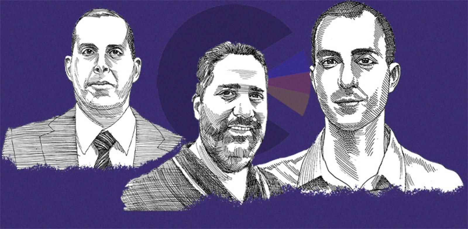  צילום: גל, הממונה על רשות שוק ההון; אסף גולדברג, מנכ''ל סלייס עד לאחרונה; ואפי סנדרוב, המנהל המיוחד שמינתה רשות שוק ההון / איורים: גיל ג'יבלי
