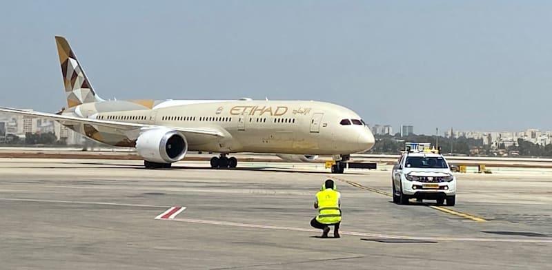 מטוס של איתיחאד בנתב''ג / צילום: מיכל רז-חיימוביץ'