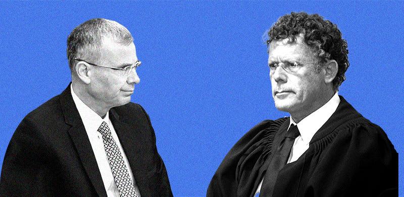 נשיא בית המשפט העליון, השופט יצחק עמית, ושר המשפטים יריב לוין / צילום: יונתן זינגל - פלאש 90, נועם מושקוביץ' - דוברות הכנסת