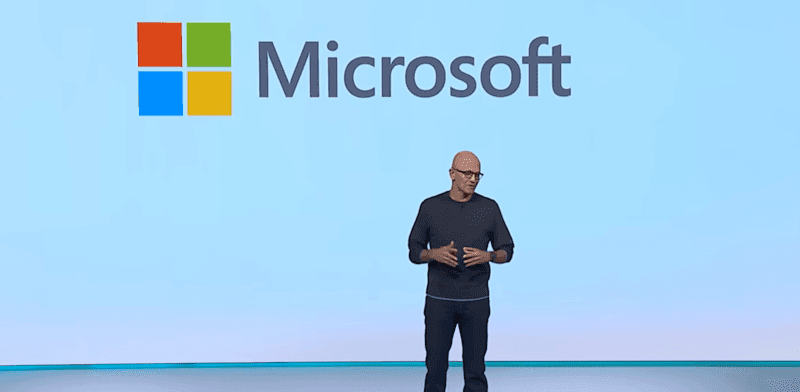 מנכ''ל מיקרוסופט, סאטיה נאדלה, בכנס ''בילד'' שנערך בשבוע שעבר / צילום: צילום מסך