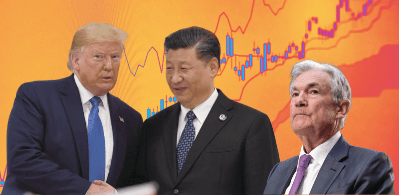 יו''ר הפד ג'רום פאוול, נשיא סין שי ג'ינפינג ונשיא ארה''ב דונלד טראמפ / צילום: ap