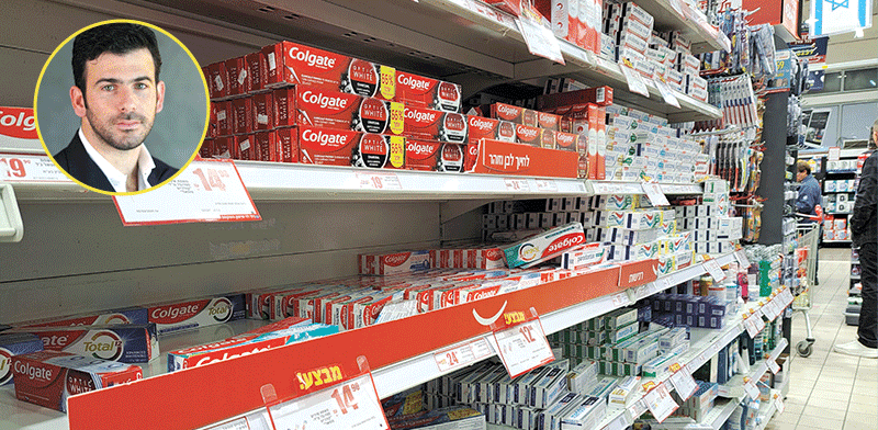 מוצרי קולגייט שמייבאת שסטוביץ (בעיגול: גיא שסטוביץ, סמנכ''ל פיתוח עסקי בחברה) / צילום: טלי בוגדנובסקי, אתר שסטוביץ