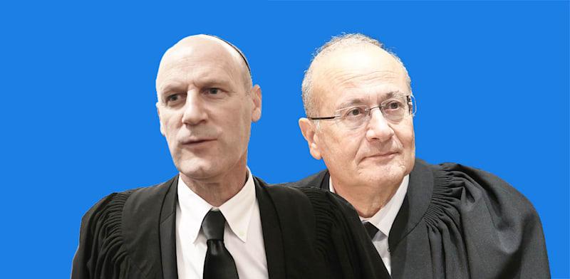 שופט העליון בדימוס יוסף אלרון ועו''ד מיכאל ראבילו / צילום: רפי קוץ, אלכס קולומויסקי - ''ידיעות אחרונות''