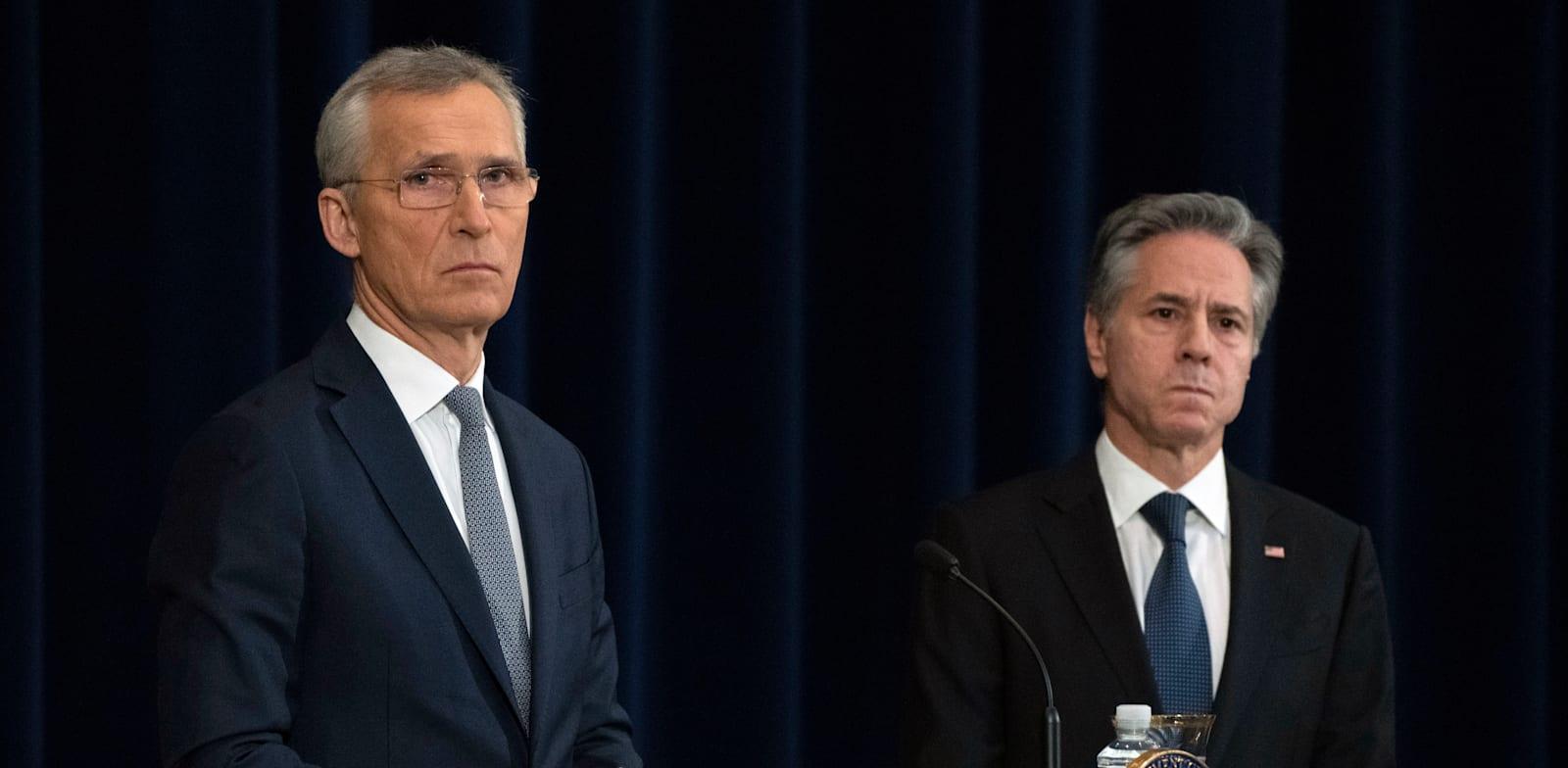 מזכיר המדינה האמריקאי אנתוני בלינקן, ומזכ''ל נאט''ו ינס סטולטנברג, בסוף ינואר / צילום: ap, Manuel Balce Ceneta מזכיר המדינה האמריקאי אנתוני בלינקן, ומזכ''ל נאט''ו ינס סטולטנברג, בסוף ינואר / צילום: ap, Manuel Balce Ceneta