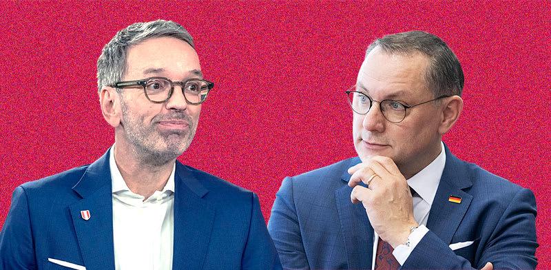 צילום: מפלגת אלטרנטיבה לגרמניה, טינו כרופלה ומנהיג מפלגת החירות האוסטרית, הרברט קיקל / צילומים: רויטרס -Sebastian Kahnert - AP, Andreea Alexandru צילום: מפלגת אלטרנטיבה לגרמניה, טינו כרופלה ומנהיג מפלגת החירות האוסטרית, הרברט קיקל / צילומים: רויטרס -Sebastian Kahnert - AP, Andreea Alexandru