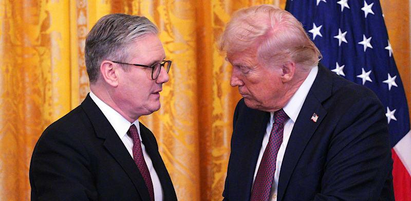 נשיא ארה''ב דונלד טראמפ וראש ממשלת בריטניה, קיר סטארמר / צילום: ap, Carl Court נשיא ארה''ב דונלד טראמפ וראש ממשלת בריטניה, קיר סטארמר / צילום: ap, Carl Court