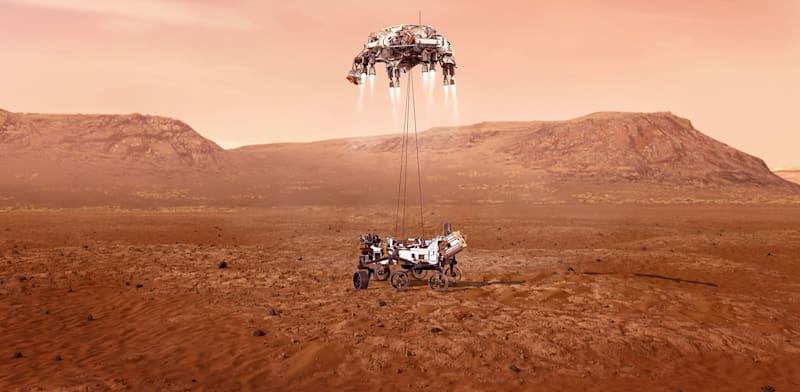 הרובר הגדול והמתקדם ביותר של נאס''א נוחת במאדים. חוקר גיאולוגיה ומחפש סימני חיים, יולי 2020 / צילום: Reuters, NASA/Cover Images הרובר הגדול והמתקדם ביותר של נאס''א נוחת במאדים. חוקר גיאולוגיה ומחפש סימני חיים, יולי 2020 / צילום: Reuters, NASA/Cover Images