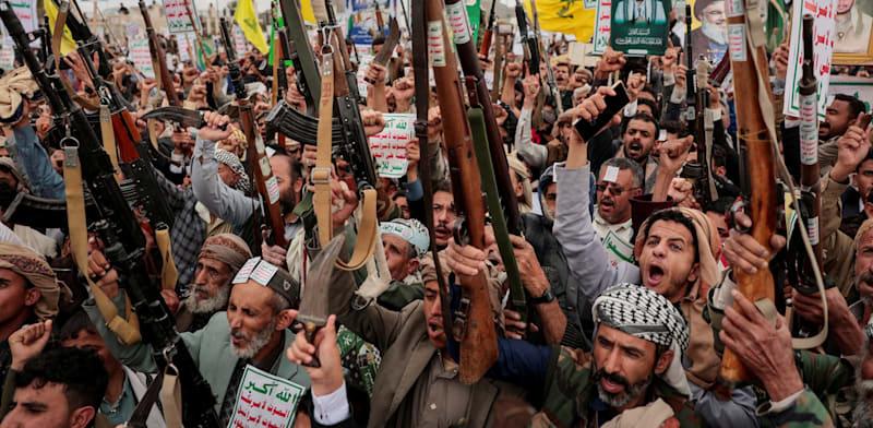 הפגנת חותים / צילום: Reuters, Khaled Abdullah הפגנת חותים / צילום: Reuters, Khaled Abdullah